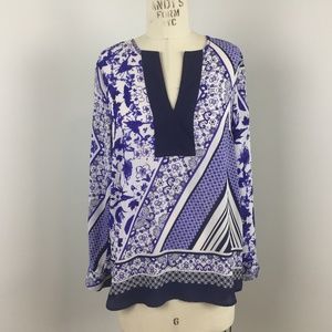 ❤️3/$29 Daniel Rainn Top Boho Floral Split Neck